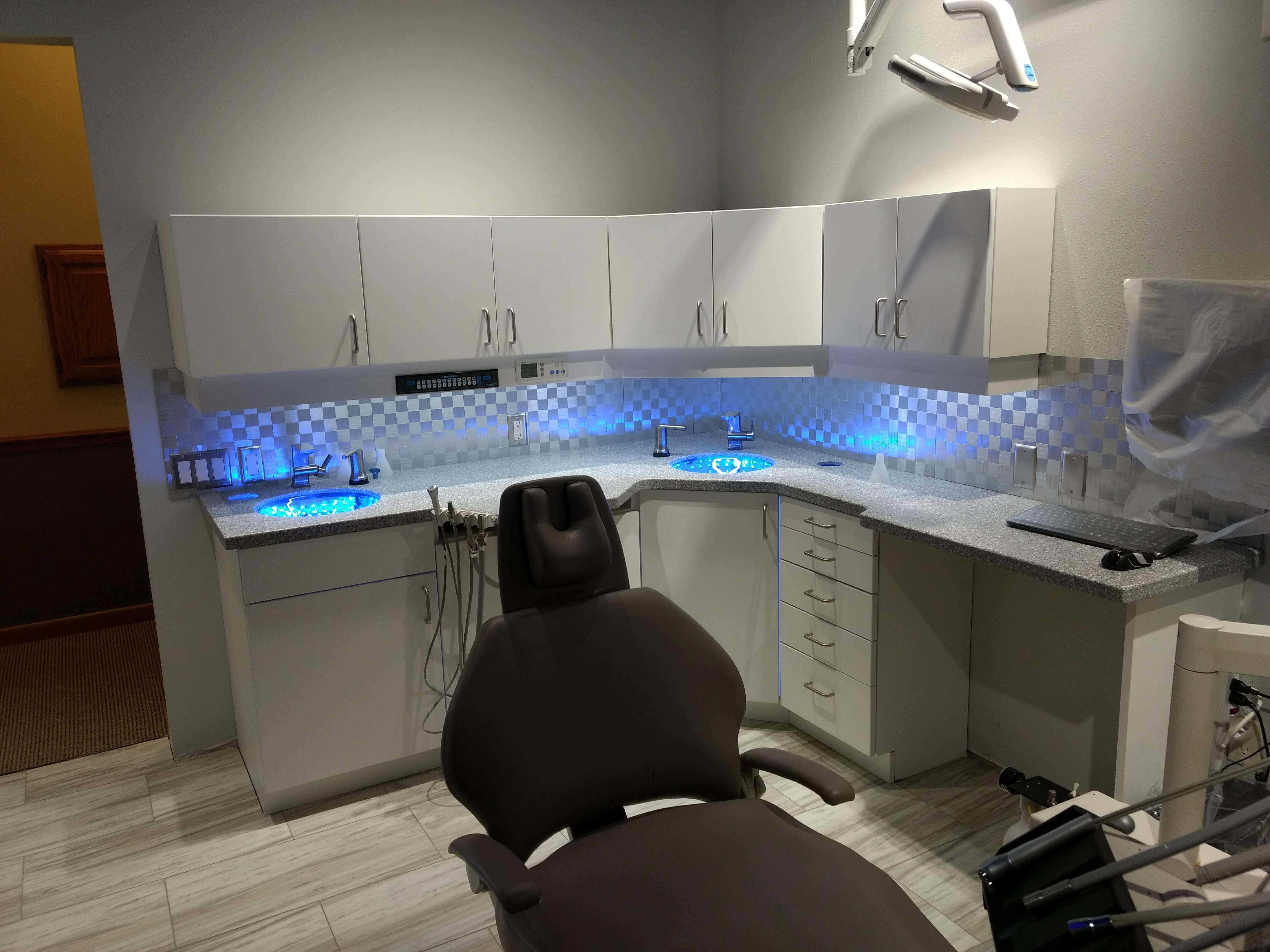 Custom Commercial Cabinets and Countertops for a dental treatment office In Iowa