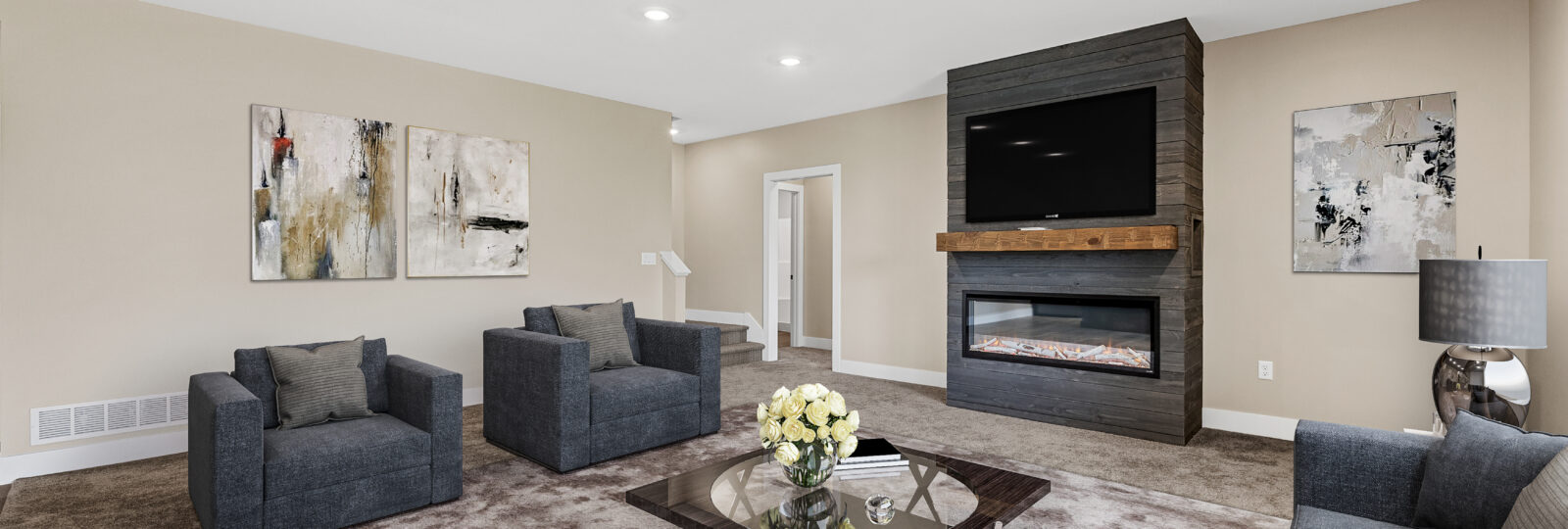Custom fireplace surround installation in iowa city