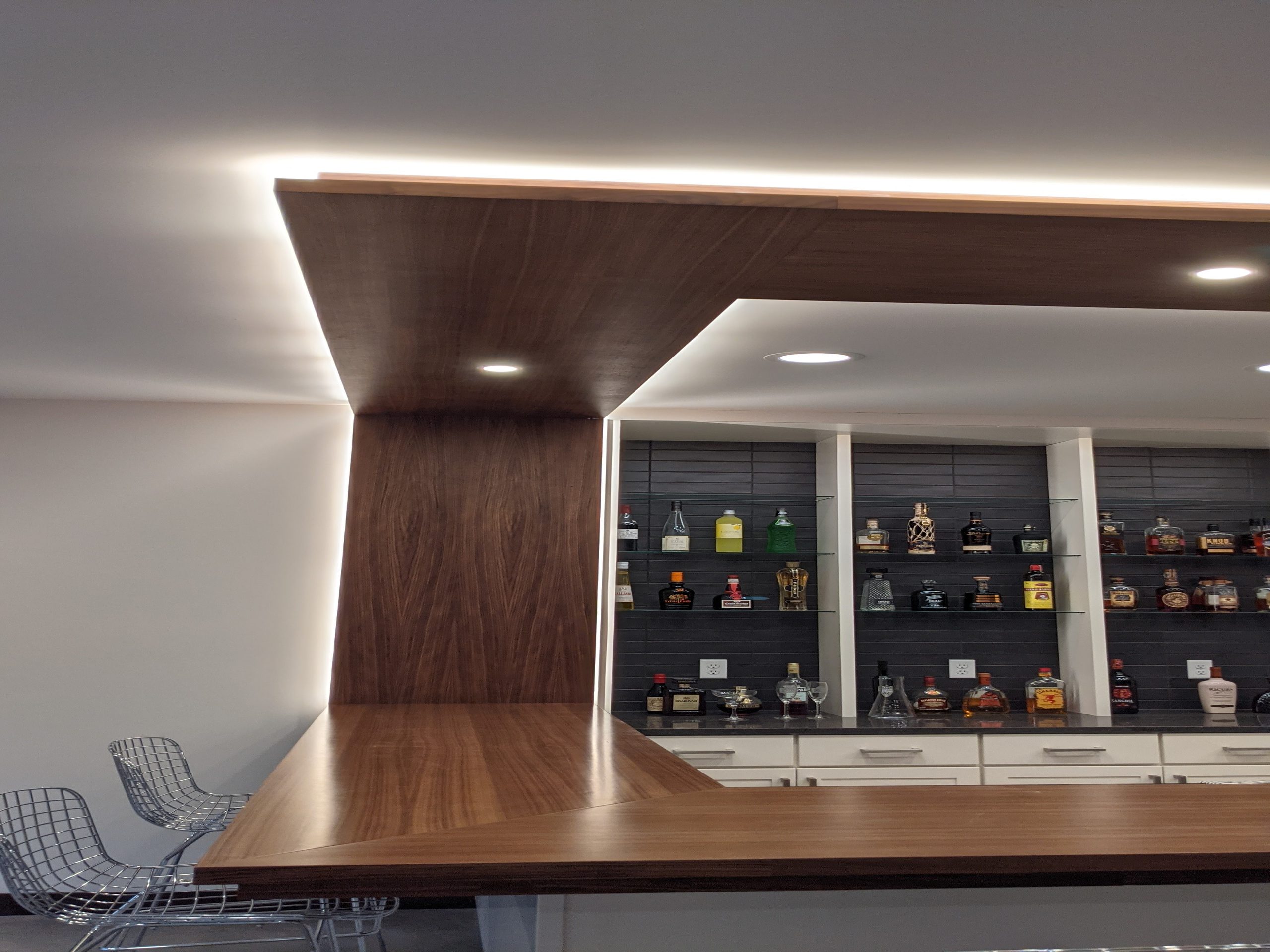 custom woodworking with indirect lighting istallation in iowa